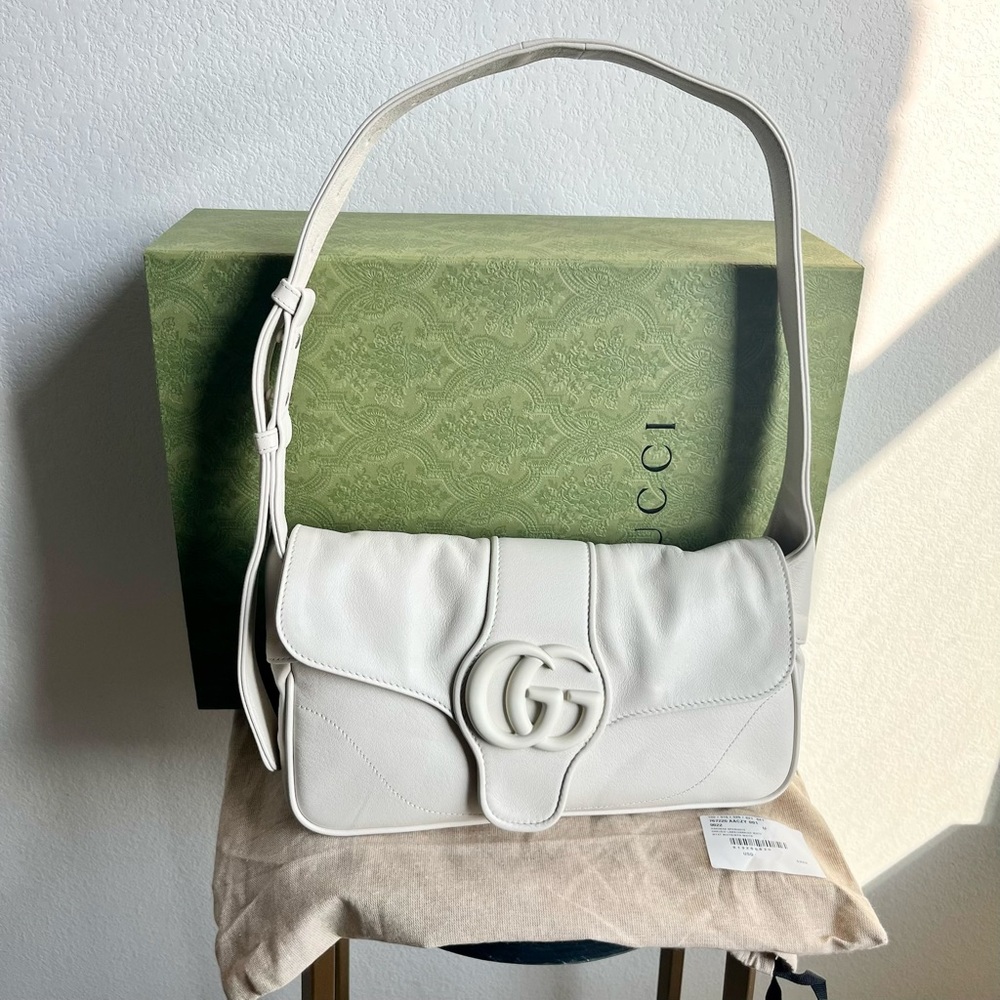 SOLD NEW Gucci White Aphrodite Small Leather Shoulder Bag - Picture 13 of 15